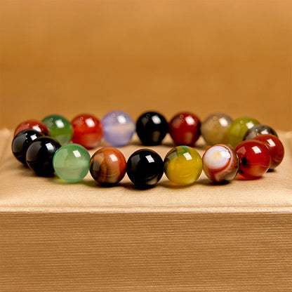 Buddha Stones Natural Colorful Chalcedony Agate Harmony Bracelet