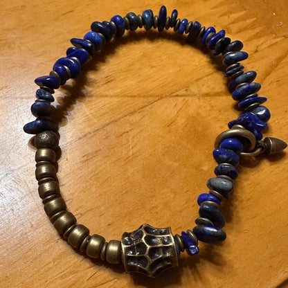 Buddha Stones Vintage Irregular Shape Design Lazurite Positive Bracelet