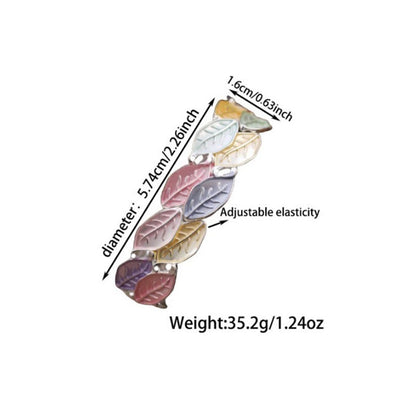 Buddha Stones Colorful Leaves Alloy Luck Elastic Bracelet Bangle