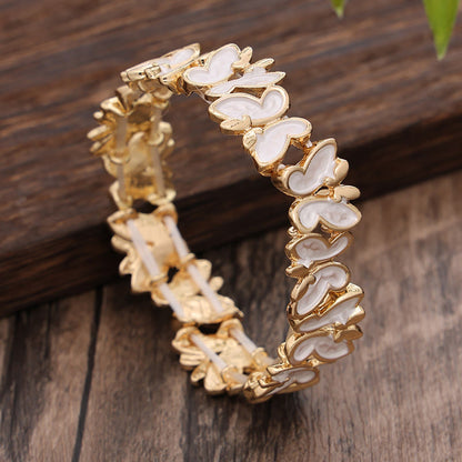 Buddha Stones Colorful Butterfly Freedom Alloy Elastic Bracelet Bangle