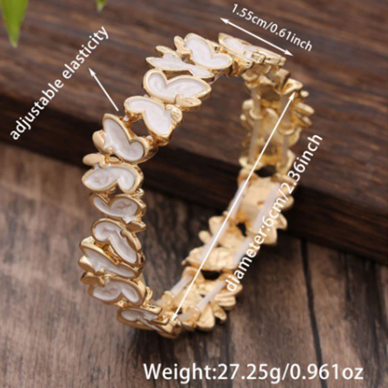 Buddha Stones Colorful Butterfly Freedom Alloy Elastic Bracelet Bangle