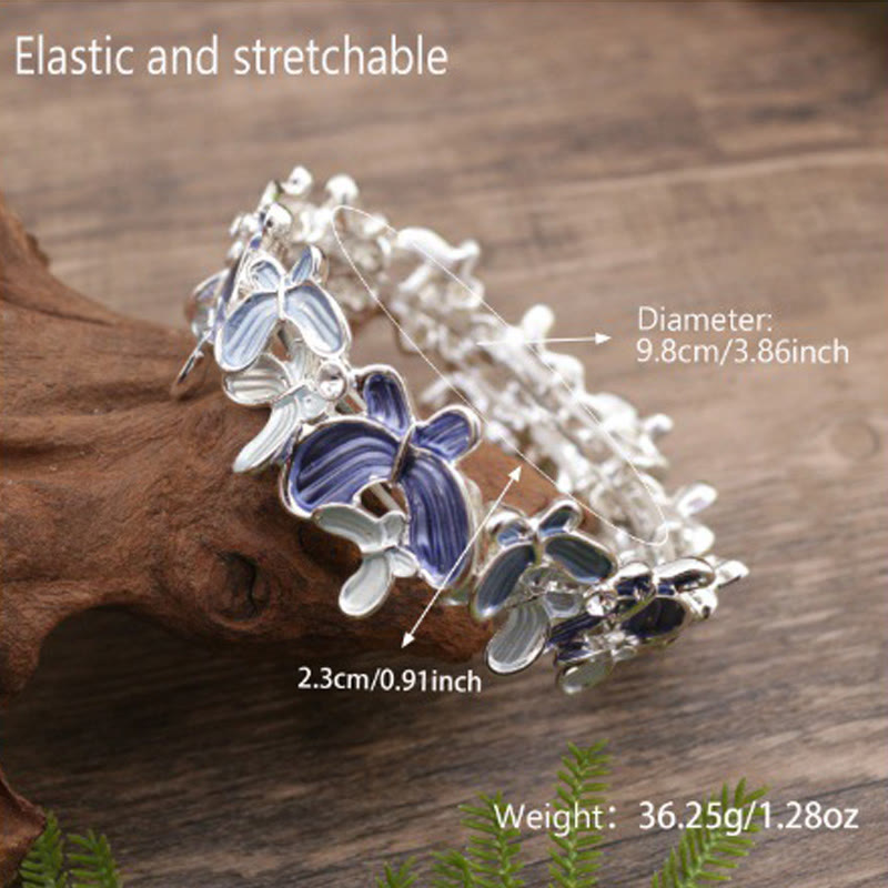 Buddha Stones Colorful Butterfly Love Alloy Elastic Bracelet Bangle