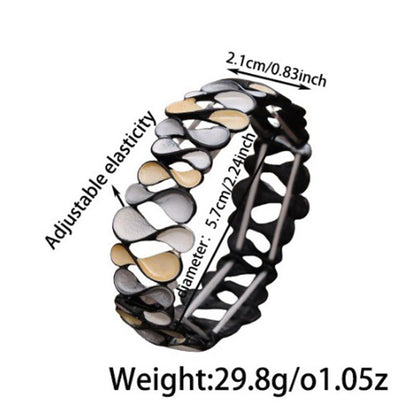 Buddha Stones Colorful Geometric Hollow 8-shaped Alloy Healing Elastic Bracelet Bangle