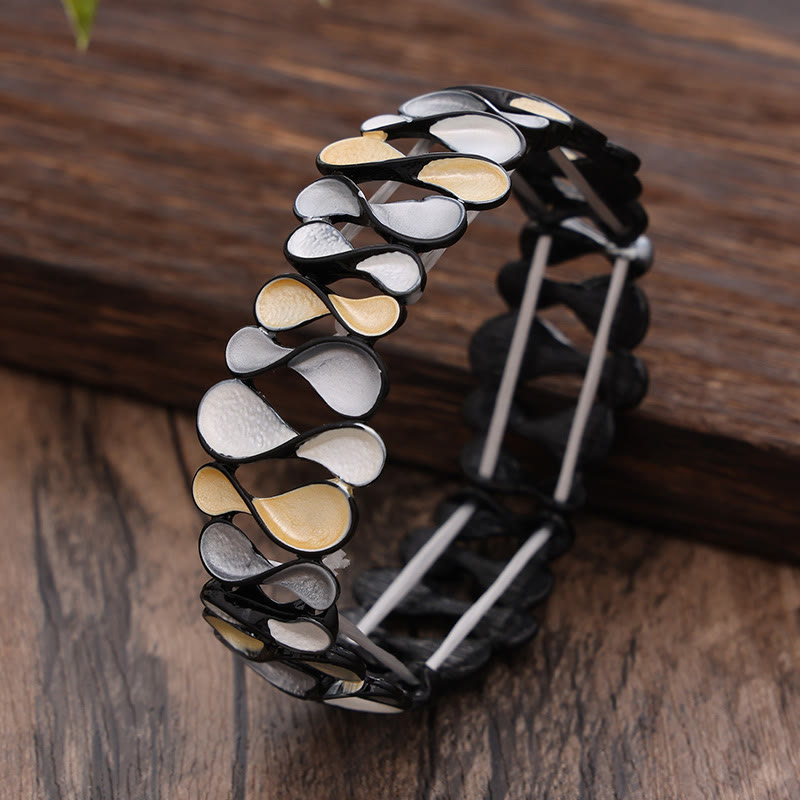 Buddha Stones Colorful Geometric Hollow 8-shaped Alloy Healing Elastic Bracelet Bangle