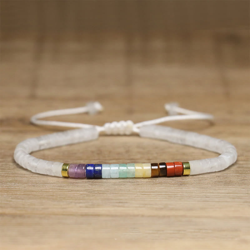 Buddha Stones Natural White Crystal Black Onyx Clarity Spacer Bead Bracelet