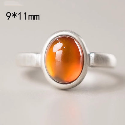 Buddha Stones Natural 925 Sterling Silver Garnet Adjustable Inserted Calm Ring