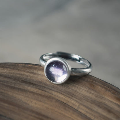 Buddha Stones Natural 925 Sterling Silver Amethyst Adjustable Balance Ring