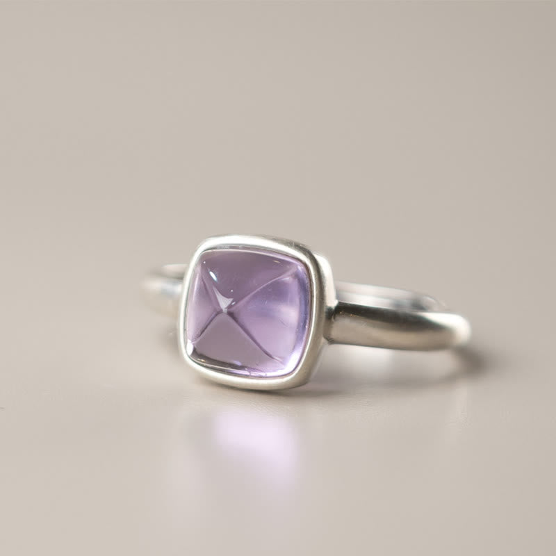 Buddha Stones Natural 925 Sterling Silver Amethyst Adjustable Balance Ring