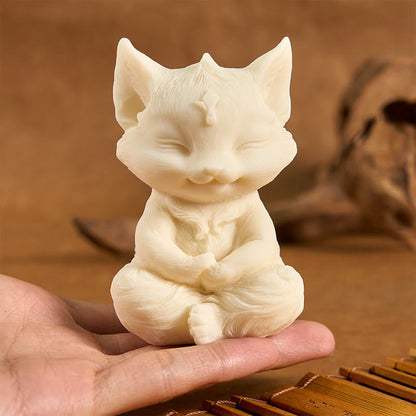 Buddha Stones Nine Tailed Fox Carved Ivory Fruit Blessing Home Decoration
