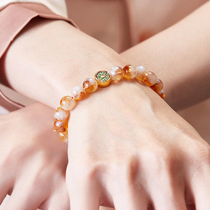 Buddha Stones 999 Sterling Silver Citrine Om Mani Padme Hum Protection Bracelet