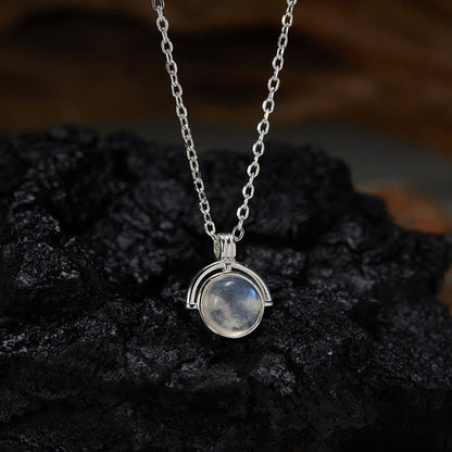 Buddha Stones Red Agate Tiger Eye Aquamarine Moonstone 925 Sterling Silver Confidence Necklace Pendant