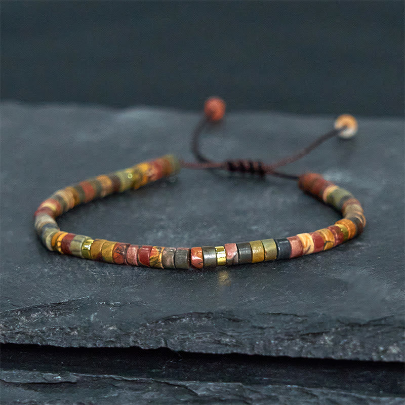 Buddha Stones Rhodonite Healing Relationships Spacer Bead Bracelet