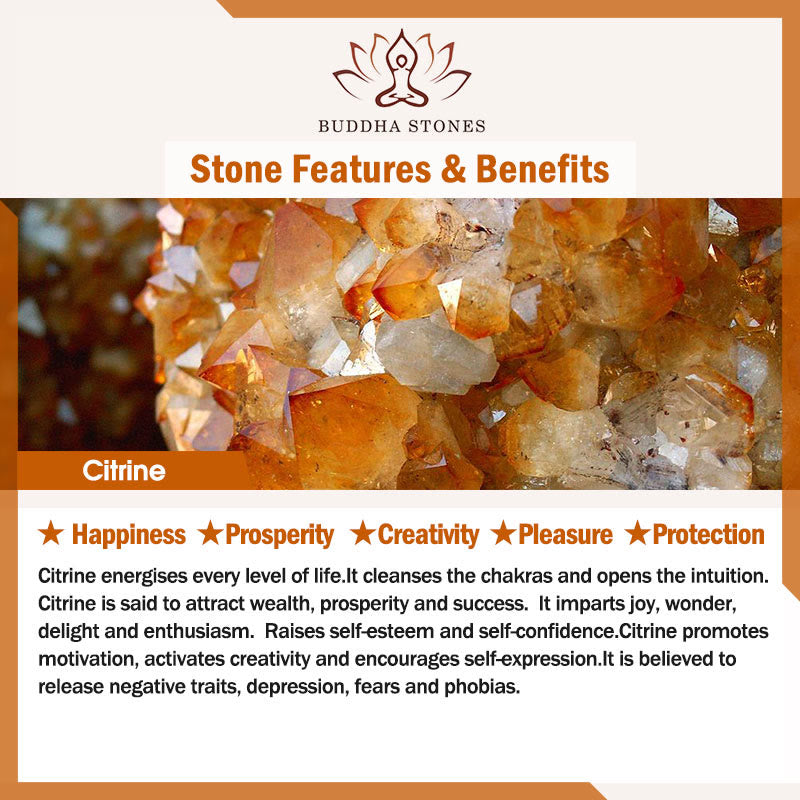 Buddha Stones Natural Citrine Tiger Eye Fu Character Prosperity Bracelet