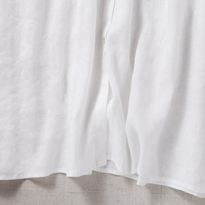 Buddha Stones Fall Embroidery Button Design Cotton Linen Long Sleeve Midi Dress With Pockets