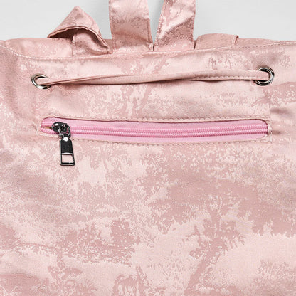 Buddha Stones Handmade Pink Lotus Embroidered Large Capacity Polyester Cotton Backpack