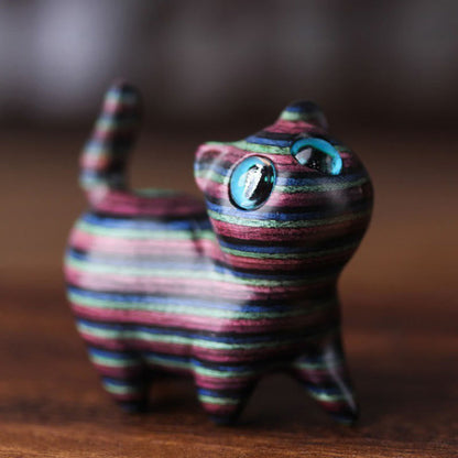 Buddha Stones "Wishing Joy and Playfulness"Colored Sandalwood Cat Decor Includes Gift Message Card