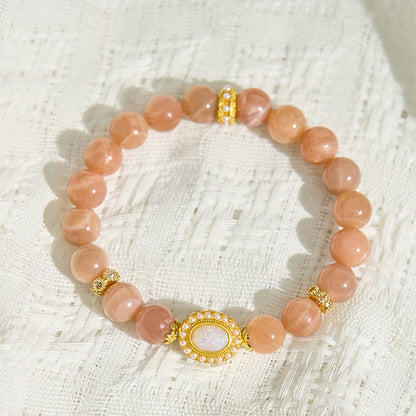 Buddha Stones Natural Peach Moonstone Adjustable Soothing Bracelet