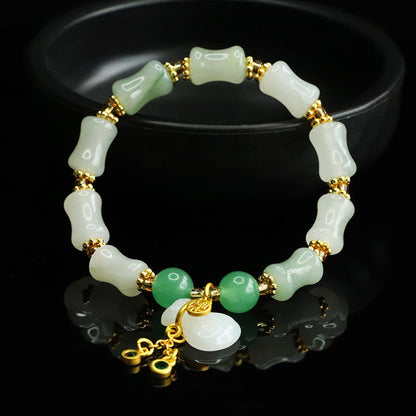 Buddha Stones Natural Tianshan Jade Fu Character Money Bag Pattern Prosperity Bracelet
