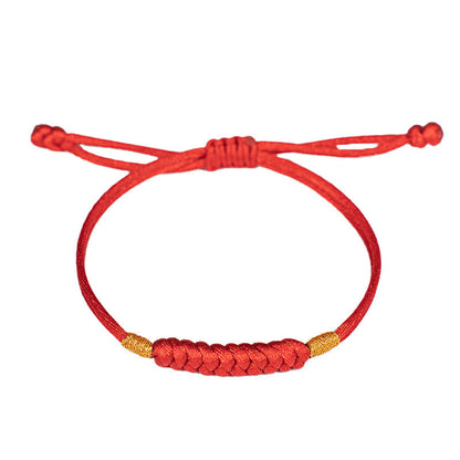 Buddha Stones Handmade Braided Red String Happy Knot Flat Knot Colorful Rope Bracelet