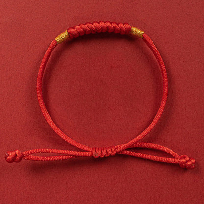 Buddha Stones Handmade Braided Red String Happy Knot Flat Knot Colorful Rope Bracelet
