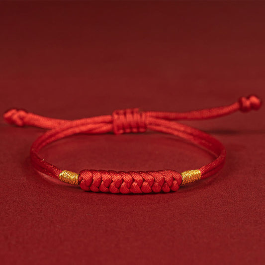 Buddha Stones Handmade Braided Red String Happy Knot Flat Knot Colorful Rope Bracelet