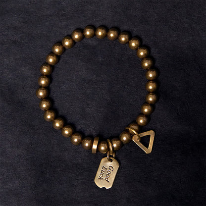 Buddha Stones Retro Pure Copper Brass Luck Bracelet