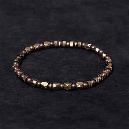Buddha Stones Retro Distressed Irregular Design Copper Brass Luck Bracelet