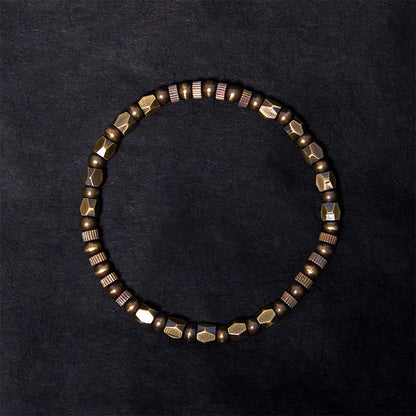 Buddha Stones Retro Distressed Irregular Design Copper Brass Luck Bracelet