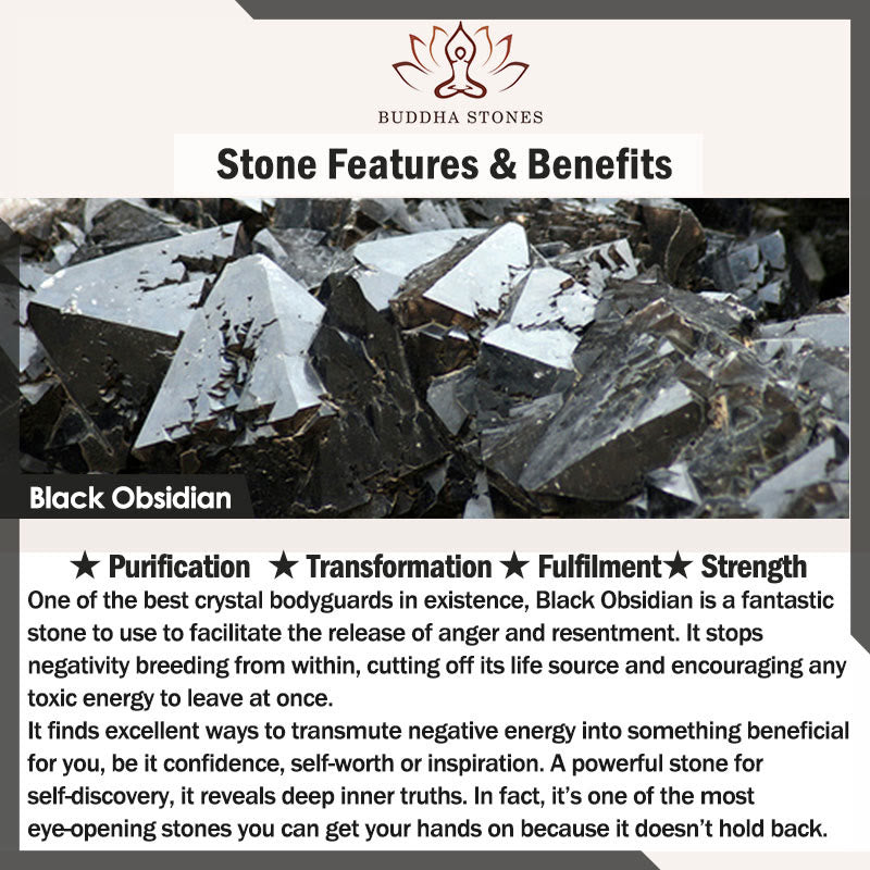 Buddha Stones Natural Coffee Beans Black Obsidian Rutilated Quartz Strength Bracelet