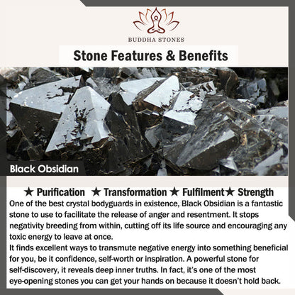 Buddha Stones Natural Coffee Beans Black Obsidian Rutilated Quartz Strength Bracelet