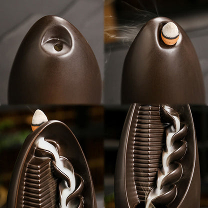 Buddha Stones Stairs Mountains Water Buddha Hand Ceramic Backflow Smoke Fountain Meditation Incense Burner Decoration