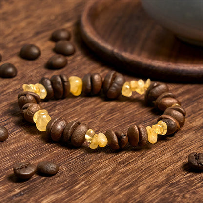 Buddha Stones Handmade Natural Coffee Beans Amethyst Citrine Amazonite Irregular Crystal Bracelet