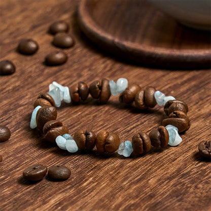 Buddha Stones Handmade Natural Coffee Beans Amethyst Citrine Amazonite Irregular Crystal Bracelet