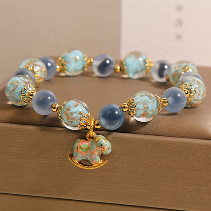Buddha Stones Natural Candy Agate White Crystal Horse Strength Bracelet