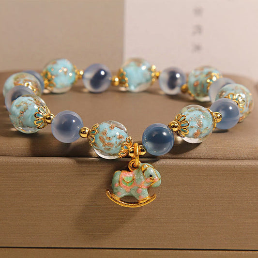 Buddha Stones Natural Candy Agate White Crystal Horse Strength Bracelet