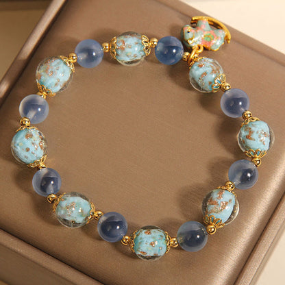 Buddha Stones Natural Candy Agate White Crystal Horse Strength Bracelet