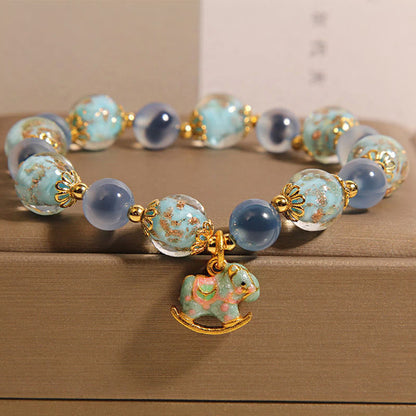 FREE Today: Harmony Strength Natural Candy Agate White Crystal Horse Bracelet