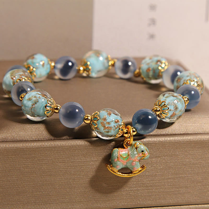 Buddha Stones Natural Candy Agate White Crystal Horse Strength Bracelet