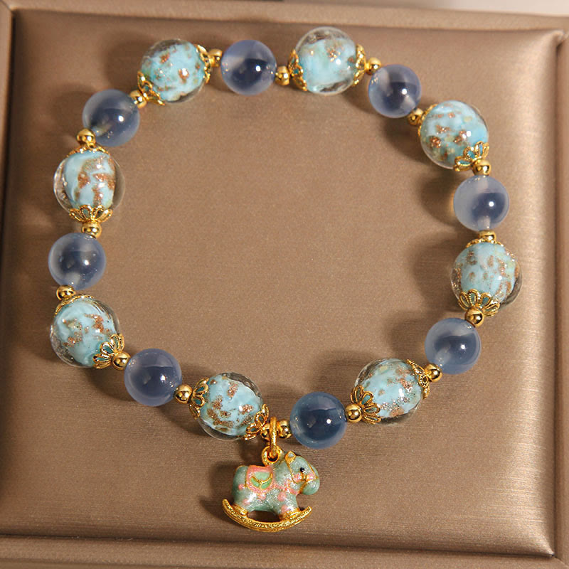 Buddha Stones Natural Candy Agate White Crystal Horse Strength Bracelet