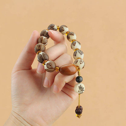 Buddha Stones Tibetan Mala White Bodhi Seed Peace Bracelet