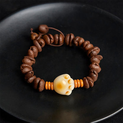 Buddha Stones Natural Cat's Paw Coffee Beans Bodhi Seed Beads Bracelet