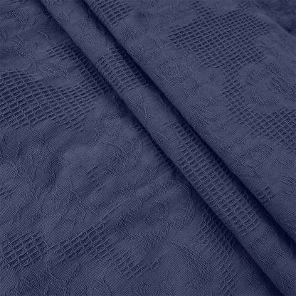 Buddha Stones Summer Jacquard Drawstring Pleated Design Cotton Linen Midi Dress With Pockets