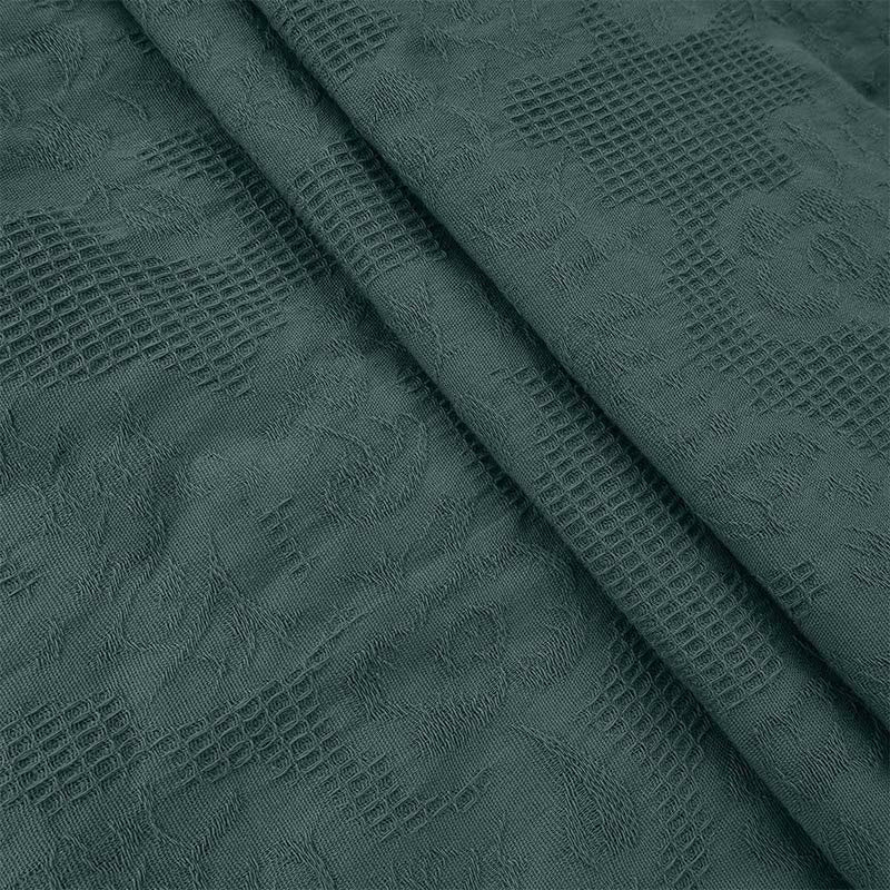 Buddha Stones Summer Jacquard Drawstring Pleated Design Cotton Linen Midi Dress With Pockets