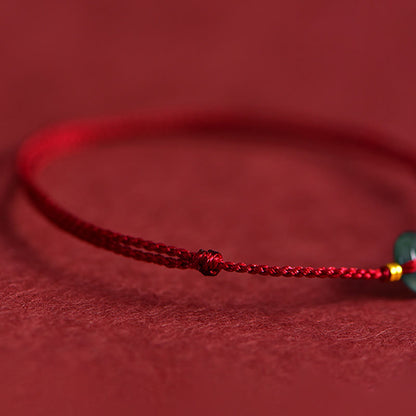 Buddha Stones Peace Buckle Copper Coins Jade Red String Connection Bracelet Anklet