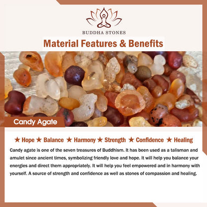Buddha Stones Fu Character Peace Buckle Liuli Candy Agate Healing Bracelet