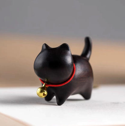 Buddha Stones Green Sandalwood Small Leaf Red Sandalwood Cute Cat Animals Soothing Peace Decoration