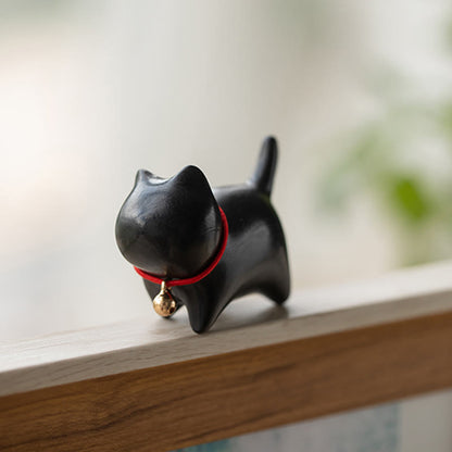 Buddha Stones Green Sandalwood Small Leaf Red Sandalwood Cute Cat Animals Soothing Peace Decoration