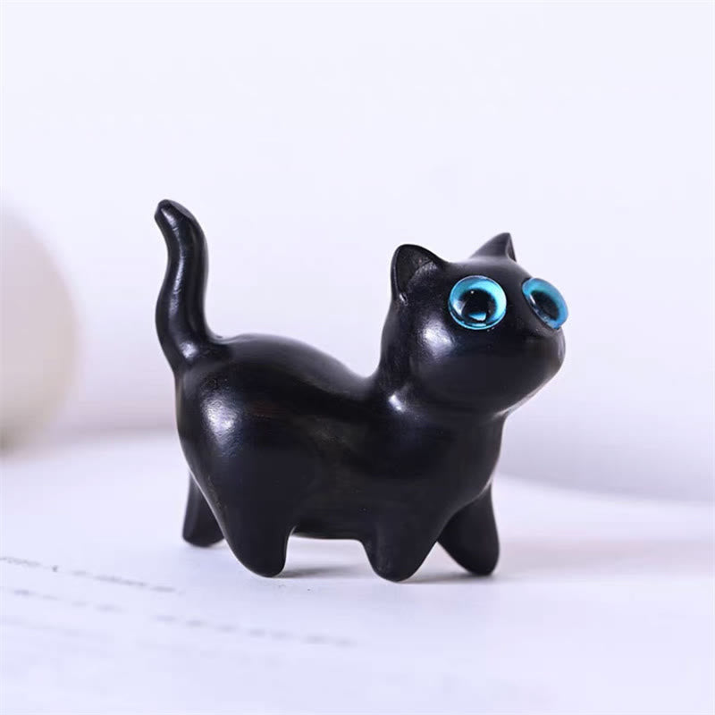 Buddha Stones Green Sandalwood Small Leaf Red Sandalwood Cute Cat Animals Soothing Peace Decoration