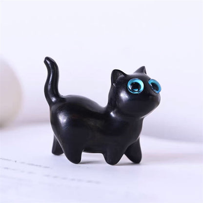 Buddha Stones Green Sandalwood Small Leaf Red Sandalwood Cute Cat Animals Soothing Peace Decoration