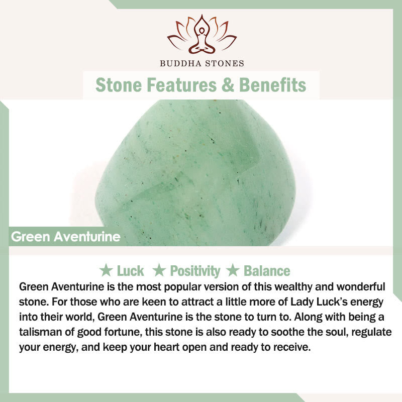 Buddha Stones Natural Jade Green Aventurine Gourd Fu Character Luck Bracelet